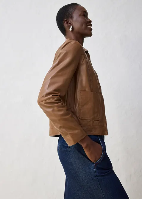 Kožen&aacute; bunda z jehněč&iacute; kůže nappa, bonprix