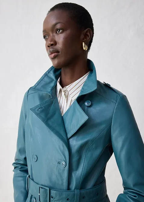 Kožený trenčkot z jehněčí kůže nappa, bonprix