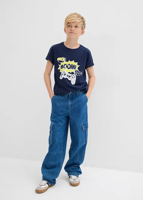 Cargo džíny Loose Fit, s nastavitelným pasem, Straight, bonprix