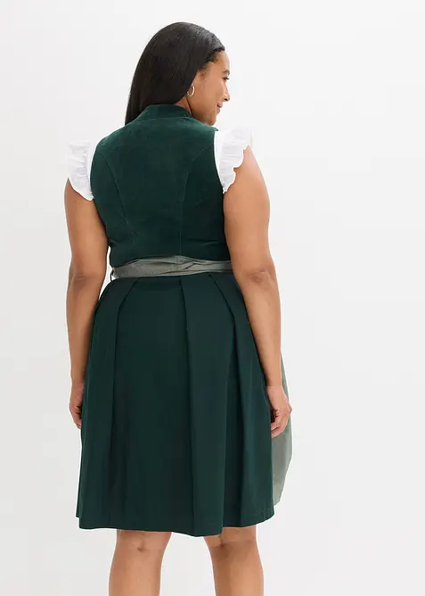 Kroj se sametov&yacute;m živůtkem a sat&eacute;novou z&aacute;stěrou (2d&iacute;ln&aacute; souprava), bonprix