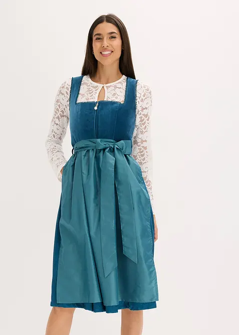 Kroj ve stylu dirndl se sametem, v délce midi (2dílná souprava), bonprix
