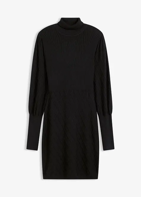 Pletené šaty s rolákem, bonprix