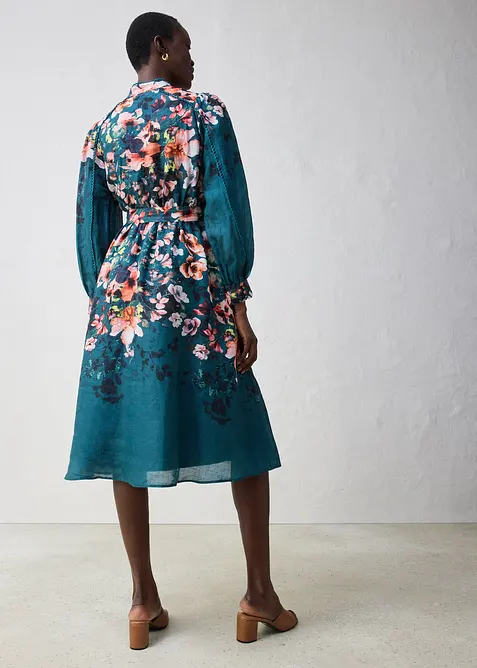 Midi šaty z ramie (2dílná souprava s páskem), bonprix