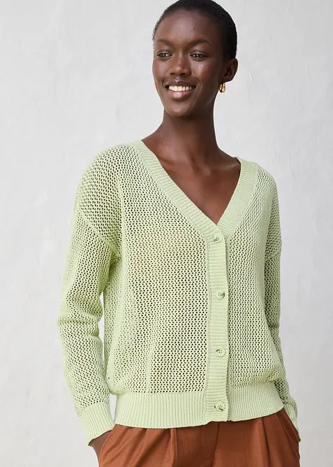 Ažurový pletený kabátek, bonprix