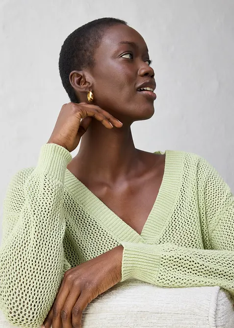 Ažurový pletený kabátek, bonprix