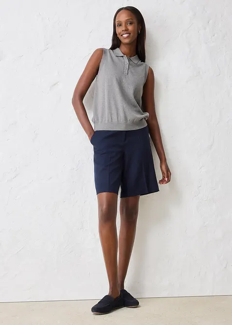 Top z jemného úpletu, s podílem hedvábí a pólo límečkem, bonprix