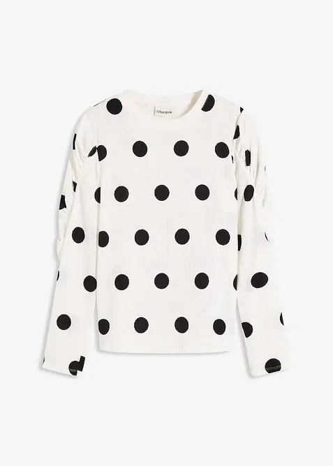 Tričko s dlouhým rukávem ze strukturovaného krepu, bonprix