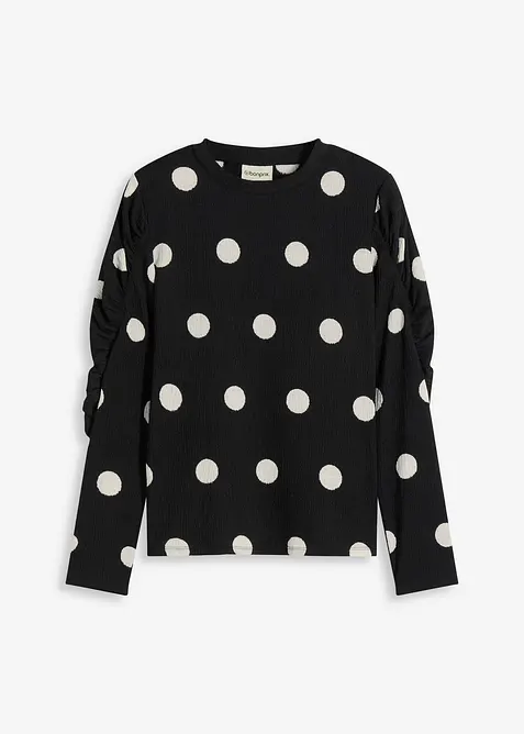 Tričko s dlouh&yacute;m ruk&aacute;vem ze strukturovan&eacute;ho krepu, bonprix