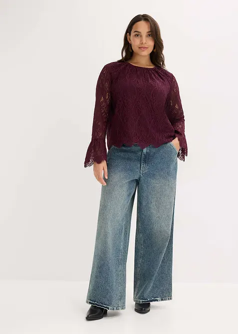 Krajkov&aacute; halenka s vol&aacute;ny, bonprix