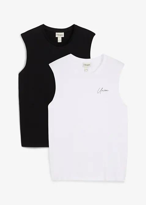Triko bez rukávů, z čisté organické bavlny, Loose Fit (2 ks v balení), bonprix