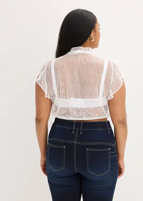 Halenka v krojov&eacute;m stylu, z jemn&eacute;ho tylu s punt&iacute;kovan&yacute;m vzorem, bonprix