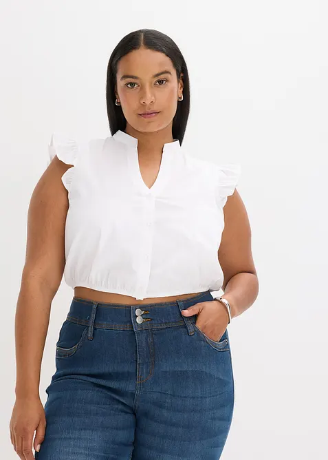 Halenka v krojov&eacute;m stylu, se stoj&aacute;čkem a r&yacute;&scaron;ky na ruk&aacute;vech, bonprix