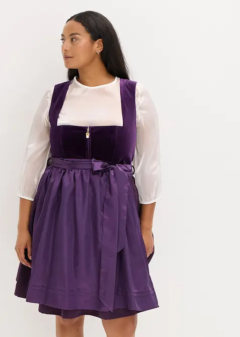 Kroj ve stylu dirndl se sametem, v délce midi (2dílná souprava), bonprix