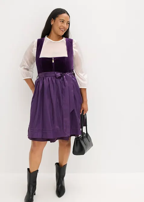 Kroj ve stylu dirndl se sametem, v délce midi (2dílná souprava), bonprix