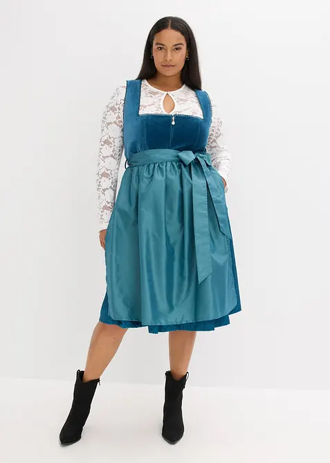Kroj ve stylu dirndl se sametem, v délce midi (2dílná souprava), bonprix