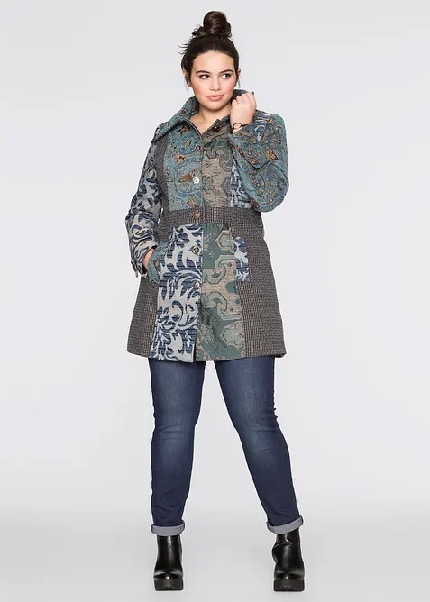 Kr&aacute;tk&yacute; kab&aacute;t s propracovan&yacute;m žak&aacute;rov&yacute;m vzhledem, bonprix