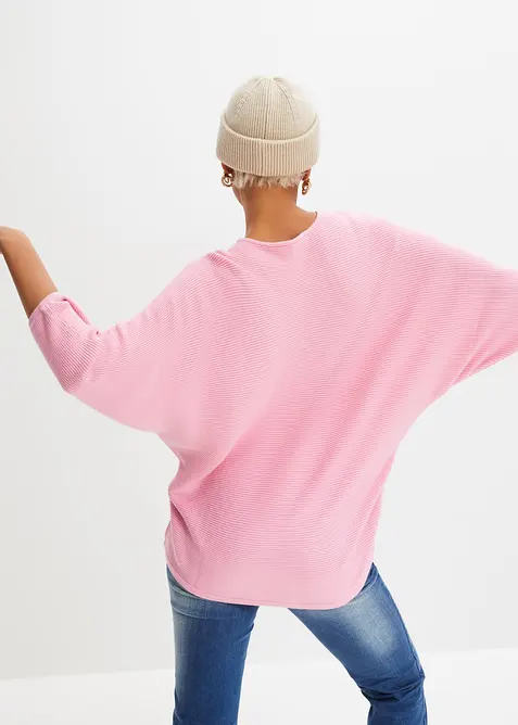Oversize žebrovaný svetr ze směsi s viskózou, bonprix