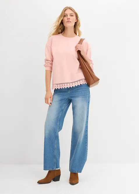 Mikina s krajkovým lemem, bonprix