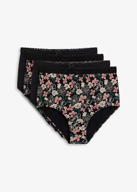 Vysoké kalhotky s organickou bavlnou (4 ks v balení), bonprix