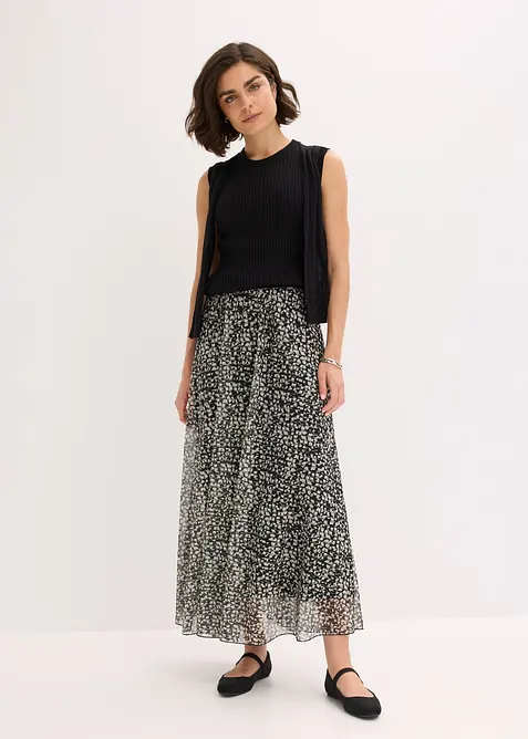 Žerzejov&aacute; s&iacute;ťovan&aacute; sukně, bonprix