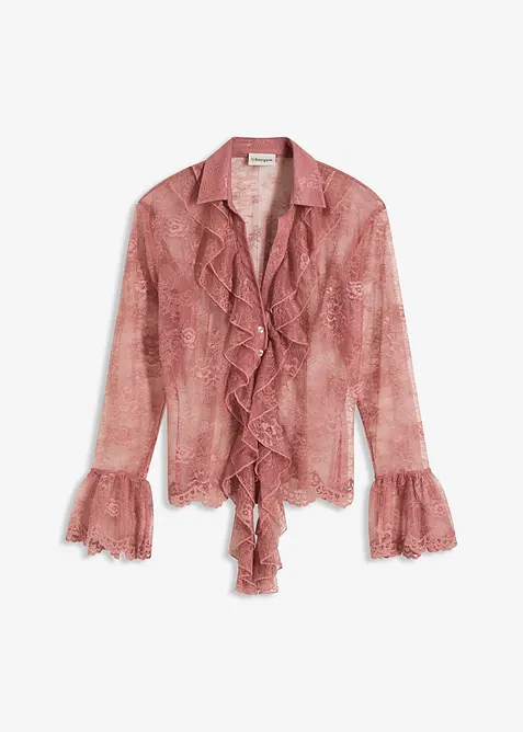 Průhledná halenka s krajkou, bonprix