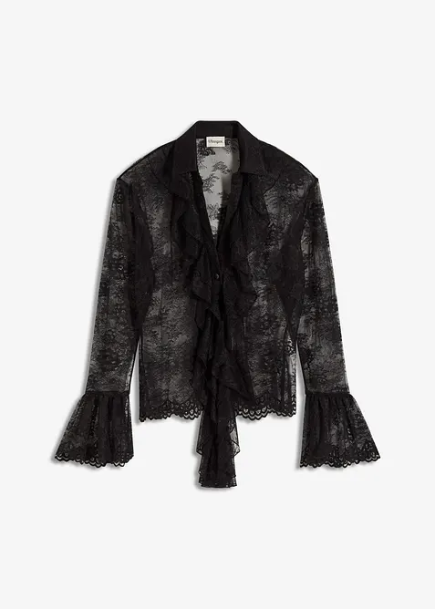 Průhledná halenka s krajkou, bonprix