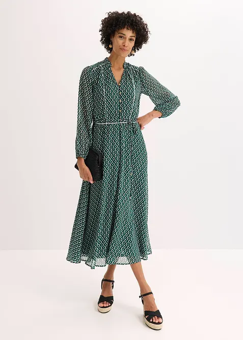 Šifonové šaty s kontrastními paspulkami, bonprix