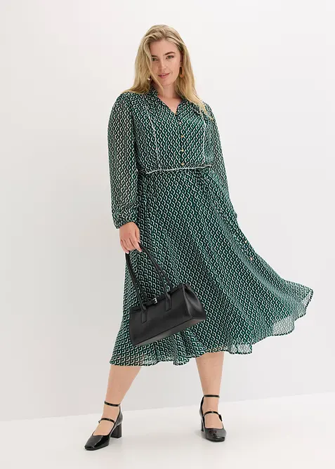 Šifonové šaty s kontrastními paspulkami, bonprix