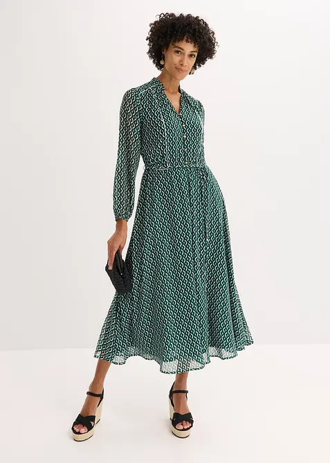 Šifonové šaty s kontrastními paspulkami, bonprix