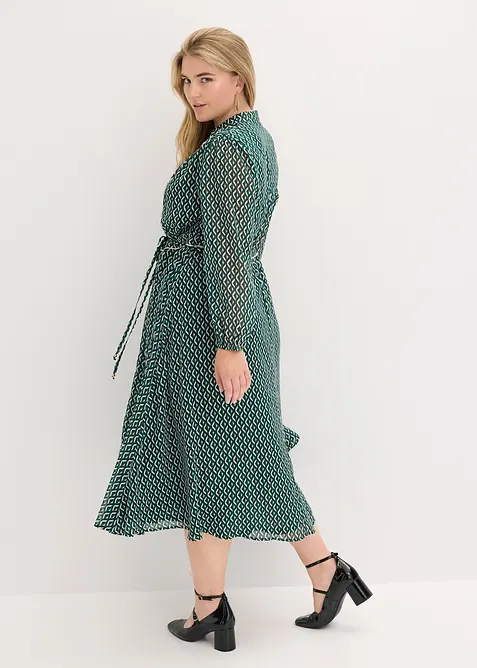 Šifonové šaty s kontrastními paspulkami, bonprix