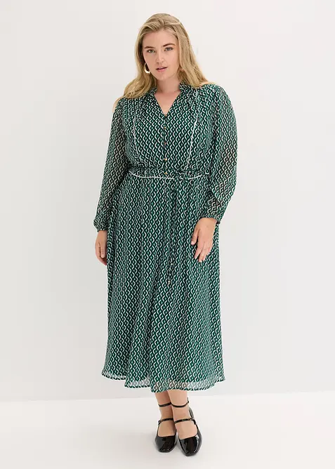 Šifonové šaty s kontrastními paspulkami, bonprix