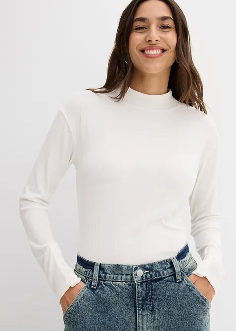 Žebrované tričko s dlouhým rukávem, bonprix