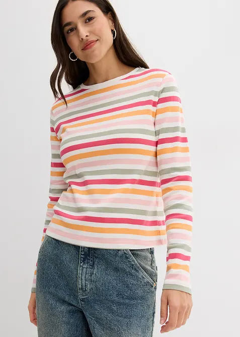 Triko s dlouh&yacute;m ruk&aacute;vem, z čist&eacute; bavlny, bonprix