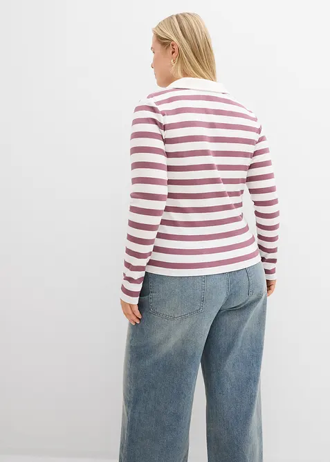 Triko polo s dlouh&yacute;m ruk&aacute;vem, z žebrov&eacute;ho materi&aacute;lu, bonprix