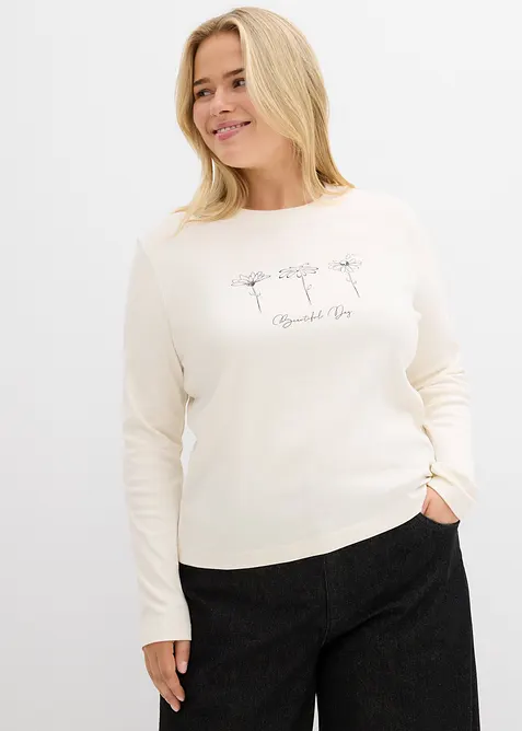 Triko s dlouhým rukávem, z čisté bavlny, bonprix