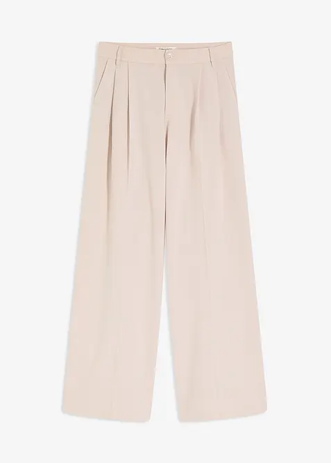 Kalhoty se sklady u pasu, ze splývavé viskózové směsi, bonprix