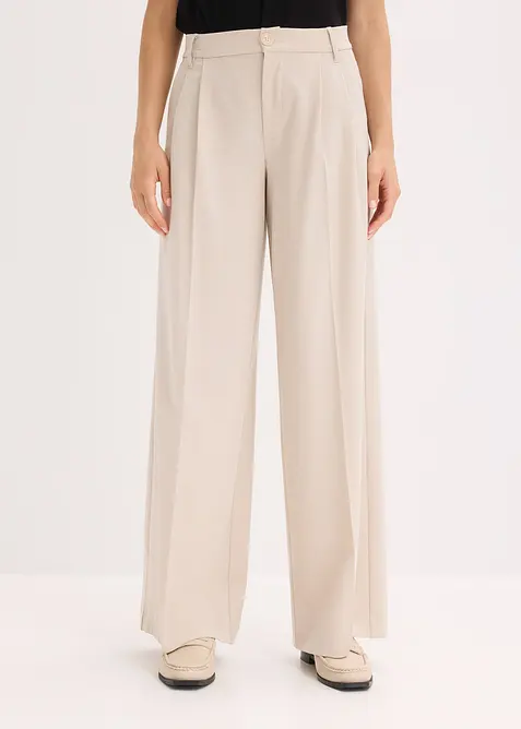 Kalhoty se sklady u pasu, ze splývavé viskózové směsi, bonprix