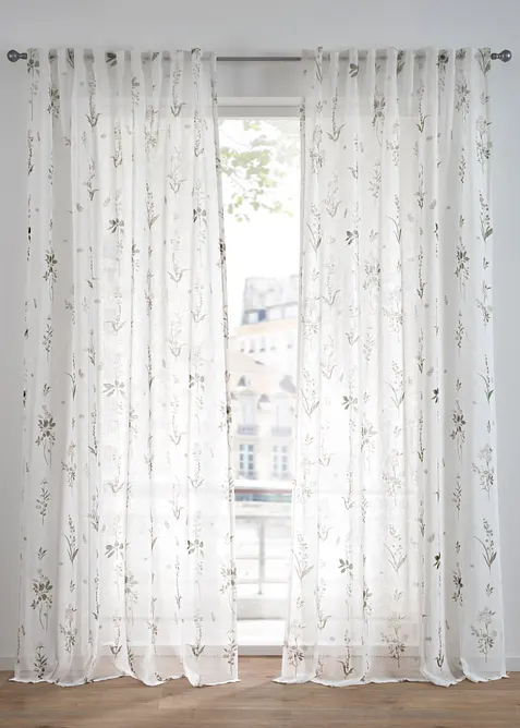 Záclona s natištěnými květy (1 ks v balení), bonprix