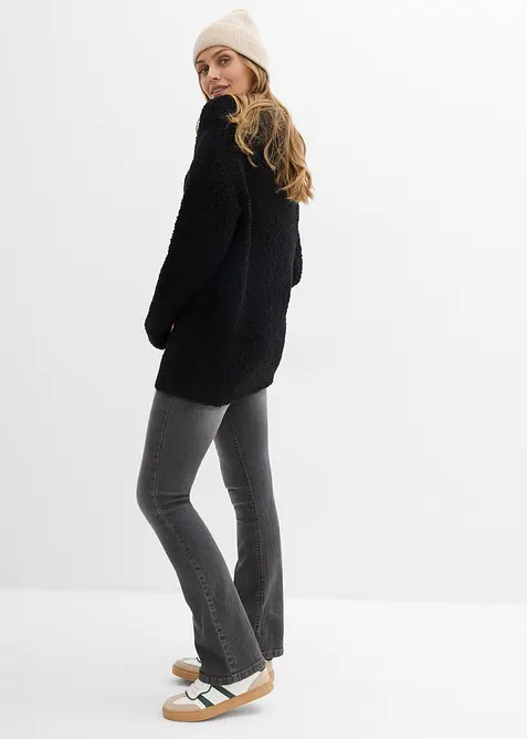 Oversized svetr z flau&scaron;ov&eacute; př&iacute;ze, bonprix