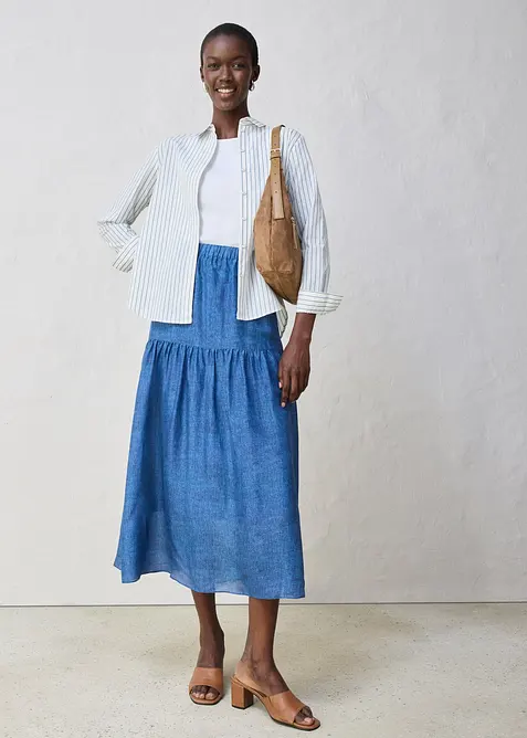 Dlouhá sukně s podílem hedvábí, bonprix