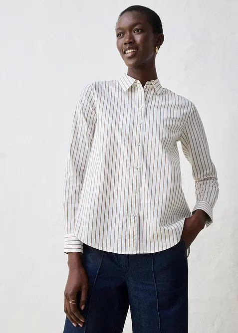 Košilová halenka s podílem hedvábí, bonprix