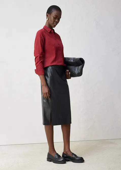 Košilová halenka s podílem hedvábí, bonprix