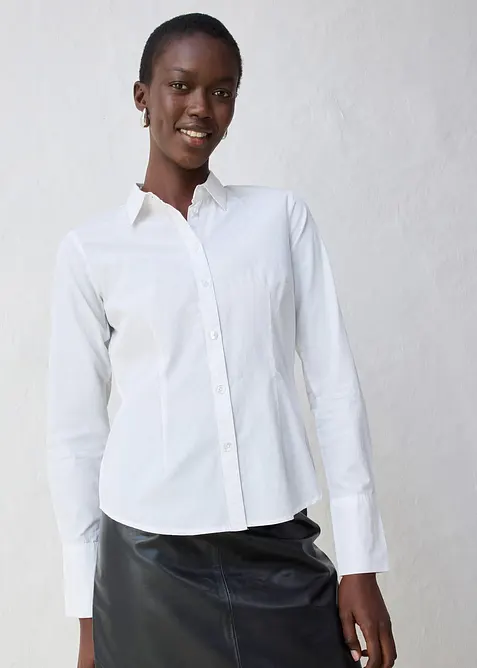 Košilová halenka s podílem hedvábí, bonprix