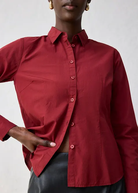 Košilová halenka s podílem hedvábí, bonprix