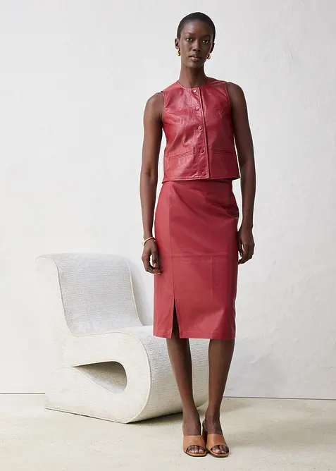 Kožená sukně s rozparkem, bonprix