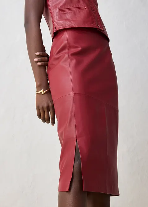 Kožen&aacute; sukně s rozparkem, bonprix