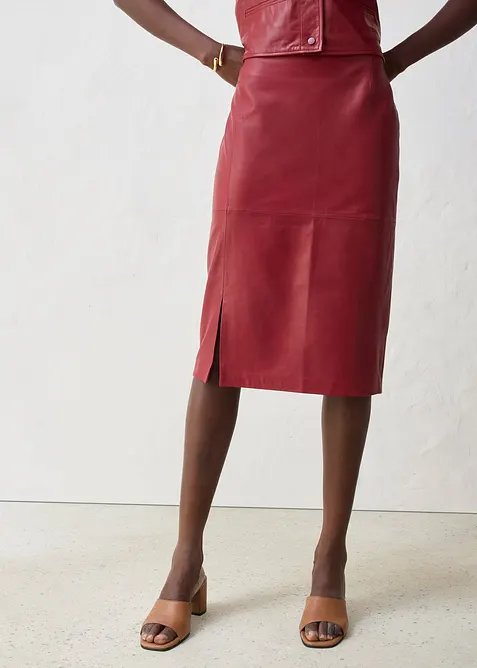 Kožená sukně s rozparkem, bonprix