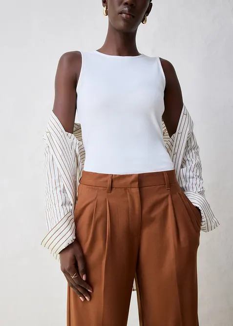 Vlněné kalhoty se sklady u pasu, bonprix