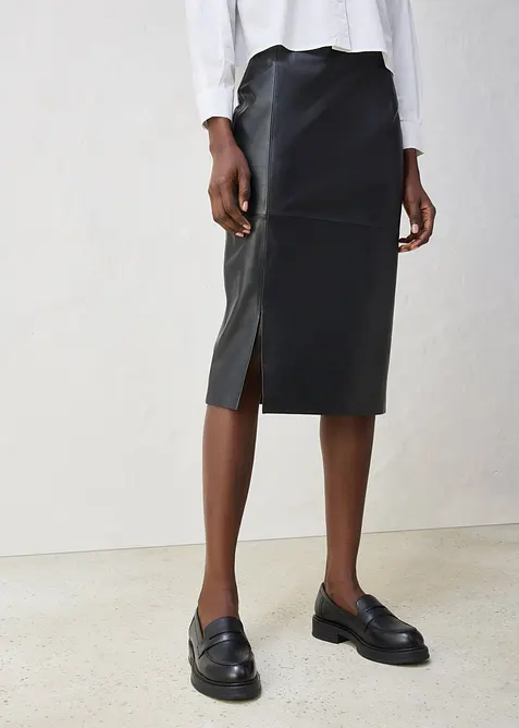 Kožen&aacute; sukně s rozparkem, bonprix