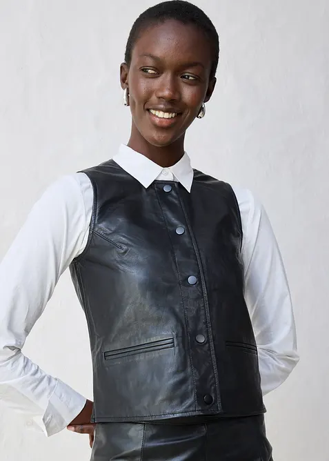 Vesta z jehněčí kůže napa, bonprix